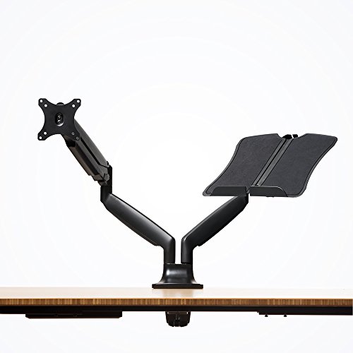 Image of Fully Jarvis Dual Monitor Mounting Arm with Laptop Tray, fits up to 32 inch Computer Displays (Dual with Laptop Tray, Black)