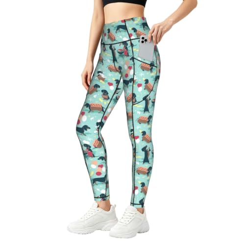 Pantalones de yoga para mujer holgados con estampado de perros calientes