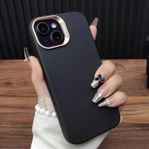Protection en silicone liquide iPhone 15 étui cuir noir souple