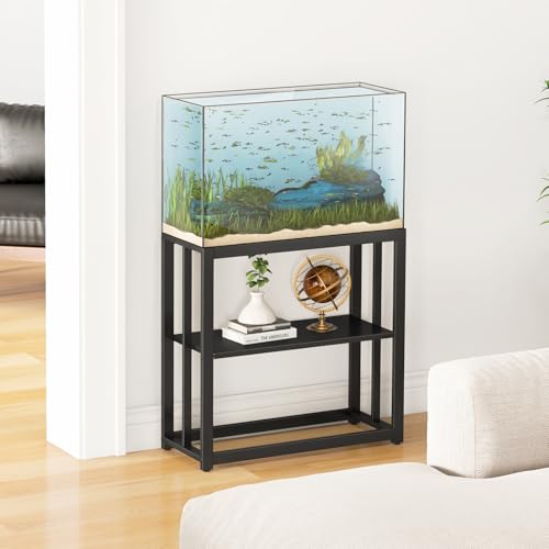 Livofloral 30.7" W x 13" Inch for 20-29 Gallon Long Fish Tank Stand With Storage Shelf, Aquarium Stand With Hooks,Heavy Duty Metal Turtle Reptile Tank Stand, Easy Assemble - Thumbnail 5