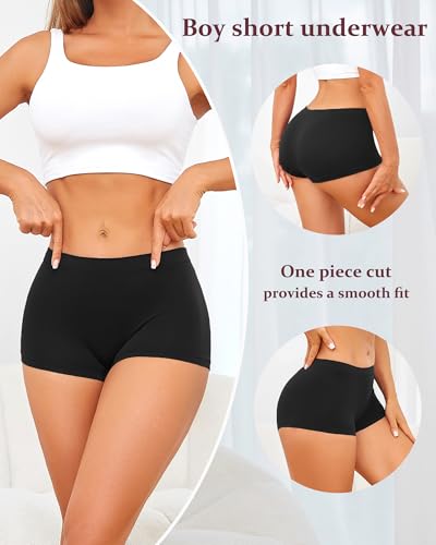 Image of ALL OF SHE Boy Shorts Underwear for Women Full Coverage Boxer Briefs Soft Seamless Panties Lingerie Under Dress Booty Shorts
