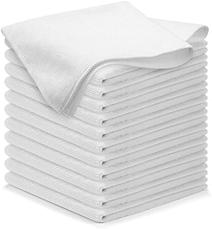 USANOOKS Microfiber Cleaning Cloth - White - 12Pcs(16x16 inch) High Performance - 1200 Washes, Ultra Absorbent Car Towel Traps Grime & Liquid for Streak-Free Mirror Shine, Washing cloth and Applicator