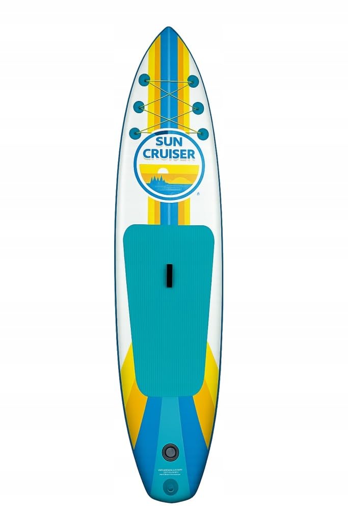 SUP Board Palm Beach 335x82x15cm Aufblasbar Set Paddel Pumpe Leash | Rutschfeste EVA-Fläche, Premium-Material, 3-teiliges Paddel, Finne, Reparaturset, Rucksack inklusive