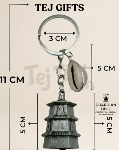 Image of Classic Antique Tibetan Temple Bell Shaped Keyring for Gift Gaurdian bell for Car Bike Bags Metal Key ring Key Chain Bag Charm Gift