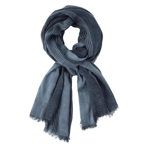 DAMILY - Bufanda para hombre, estilo plegado, a rayas, cómoda, de algodón y lino, para invierno, M