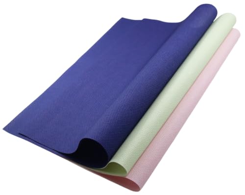 Image of KCS 3 pc of 15 inch x 18 inch(38cmx45cm) 18 Count Cross Stitch Cotton Aida Cloth Needlework Rolled Fabric Box,18CT,Royal Blue+Light Green+Pink