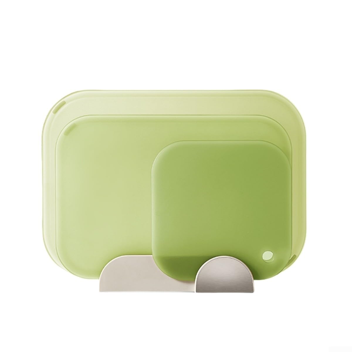 Set di 3 taglieri in plastica con supporto antiscivolo, taglieri di 3 dimensioni, per carne, verdura, frutta, utensili da cucina facili da pulire, verde e arancione (verde)