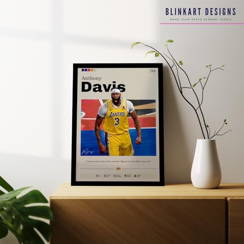 Image of BLINKART Anthony Davis | Nba Basketball Player | Synthetic Wood Photo Framed Wall Hanging Poster Room & Office Bedroom Living Boys And Girl Room Home Wall Hanging | 12x18 Inches