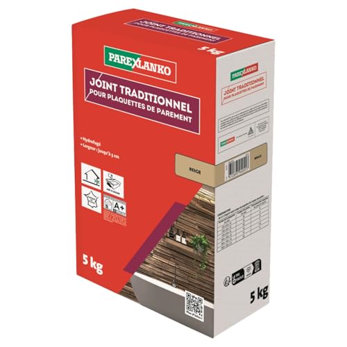 PAREXLANKO - Joint traditionnel pour plaquette de parement - Beige - Joints jusqu’à 3 cm de large sur tous types de plaquettes, briquettes et pierres de...
