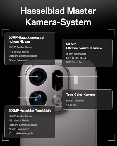 OPPO Find X9 Pro 5G 16+512GB, AI Unlocked Smartphone, 6,78" 120Hz ProXDR Display, 200MP Hasselblad-Kamera, 4K Motion, 7500 mAh, IP69, Titanium Charcoal