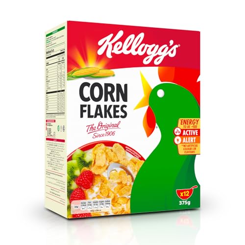 Kellogg's Corn Flakes Original | 375g | Tasty & Nourishing Breakfast | Cholesterol Free | High in Vitamins B1, B2, B3, D & Iron | Quick & Easy Breakfast