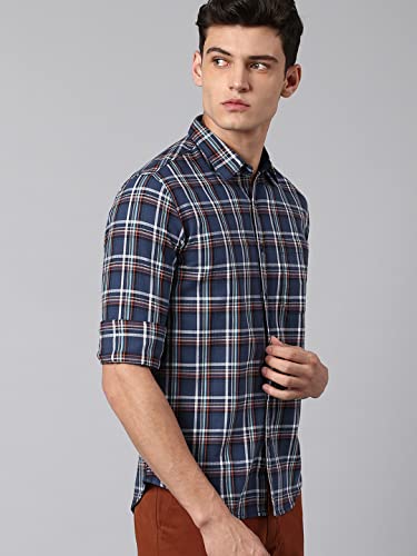 Image of Dennis Lingo Slim Fit Casual Shirts for Men (Navy)