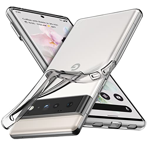 Google Pixel 6 Pro Case, [Not for Google Pixel 6] Aeska Ultra [Slim Thin] Flexible Clear TPU [Scratch-Resistant] Gel Rubber Soft Silicone Protective Case Cover for Google Pixel 6 Pro (Clear)
