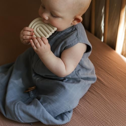 Image of mushie Baby Wearable Blanket | 100% Organic Cotton Muslin | Sleeping Bag For Infants (Baby blue)