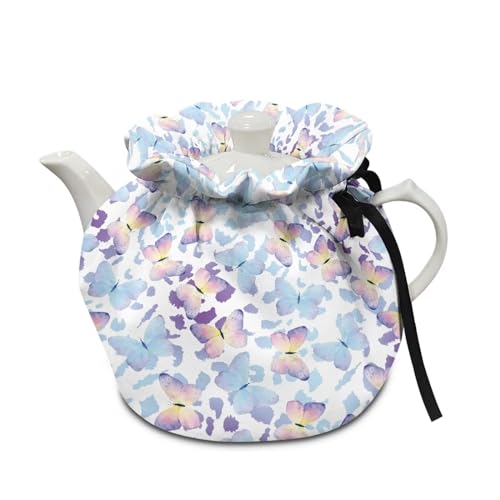 Hechitok Purple Butterfly Leopard Tea Cozy for Teapot, Tea Cozy Dust Cover Tea Kettle Cover Breakfast Warmer Machine Washable Kitchen Accessories for Home