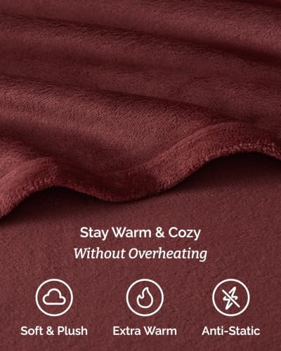 Image of Fleece Sheets Cal King Size Set - 4-Piece Flannel Sheet Set - Burgundy