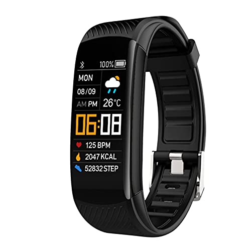 Smart Watch Blood Pressure Heart-Rate Monitor Bracelet Wristband Ip67 Swimming Waterproof Activity for iOS Android Phones Fitness Watch Heart Rate Monitor Smart Watches for Men Women (Black)