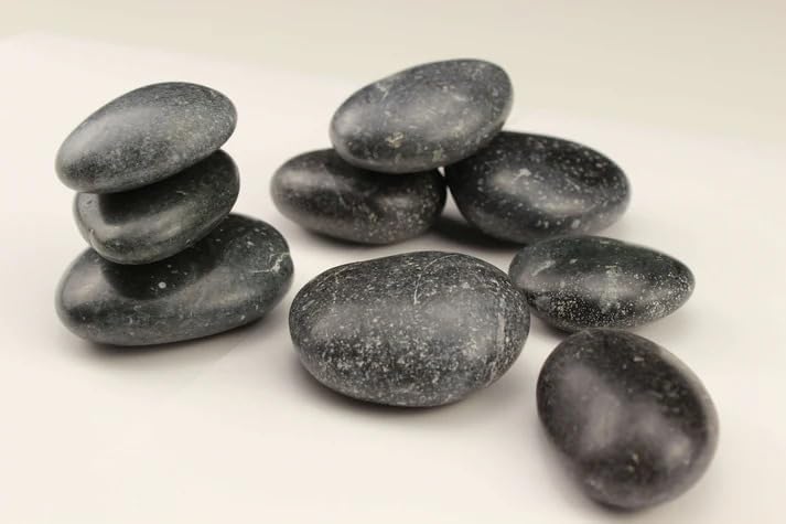 Highly Polished Slate-Black Fire Stone Heat Resistant (1-2")