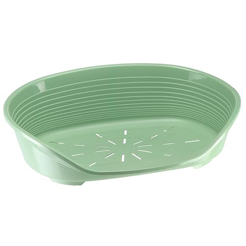 Ferplast Cuccia per Cani Cuccia per Cani grandi 100% plastica riciclata Lettino per Cani lavabile traspirante e antiscivolo Siesta Deluxe, 93,5 x 68 x 28,5 cm., Verde