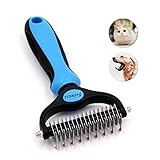 * HALTEN SIE IHRE KOSTBAREN HUNDE UND KATZEN KLAR UND MATT!Das Jaswell-Pflegewergzeug arbeitet mit diesen harten Matten und Verwicklungen, die bei allen Arten von Mänteln, Hunden, Katzen und anderen langhaarigen Haustieren funktionieren.Der zweiseitige Kamm hilft beim Durcharbeiten hartnäckiger Matten und bietet Schutz, ohne die Unterwolle der Haustiere zu zerkratzen.Der rutschfeste Gummi und der ergonomische Griff bieten Ihnen bequemen Halt.