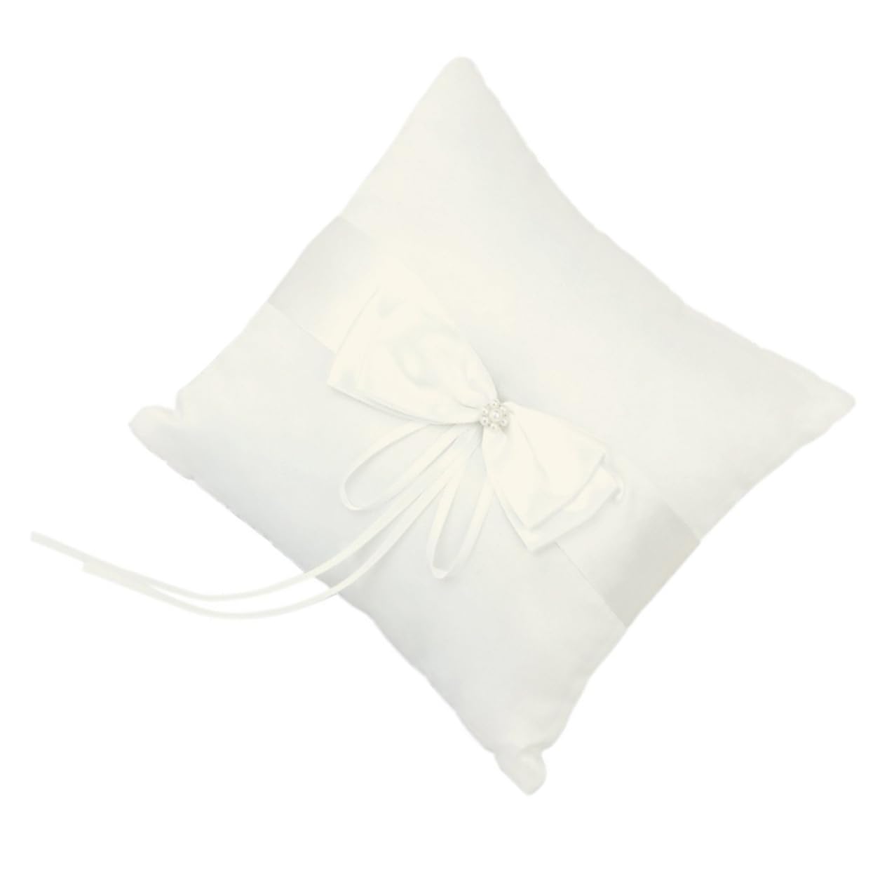 OKUMEYR Bearer Pillow with Satin Double Bowknot Flower Faux for Wedding Ceremony Cushion for Brides and Flower Girls