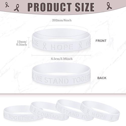 White Ribbon Silicone Bracelets White Awareness Silicone Wristband for Lung Cancer Bone Cancer Awareness3