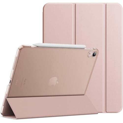JETech Case for iPad Air 5 (2022 5th Generation 10.9-Inch), Slim Stand Hard Back Shell Cover with Auto Wake/Sleep (Rose Gold)