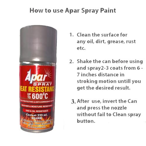 Image of APAR Heat Resistance Spray Paint SILVER -225 ml (Pack of 2-Pcs), For High Heat Surface Like silencer, boiler,chimneys etc.