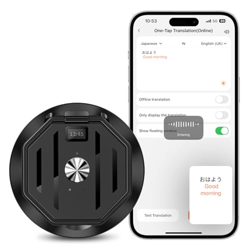 WANCHIY Language Translator Device，70+ Languages,ChatGPT AI Translator for Travel & Business,Real-Time Voice & Photo Translation, Magnetic Phone Companion