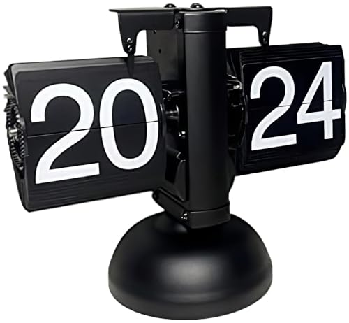 AYAGANES クロック フリップクロック パタパタ時計 フリップスタンドクロック フリップ時計 置き時計 レトロ 時計 置き時計 おしゃれ 回転式時計 卓上時計 入学 新築祝い 贈り物 プレゼント リビング オフィス 時計 手動調整可能 (ブラック 2