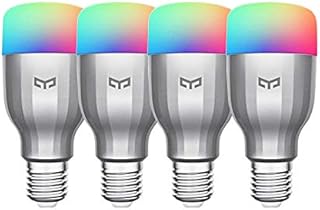 Yeelight RGB WiFi Dimmable Bulb Phone App Voice Control Compatible with Alexa, Google Assistant (4-Pack)