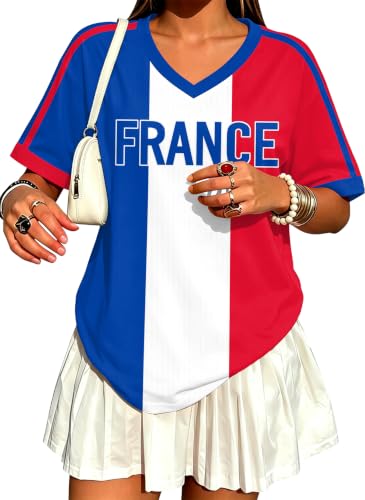 Soccer Cup 2026 Shirts for Women Oversized Mexico Jersey France Jerseys Y2K V Neck Soccer Fan Tops