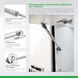 ATM® Podnośnik gazowy do frontów i klap meblowych | Krótki, 180 mm | Regulowany amortyzator | Kąt otwarcia 90° | Płynne i ciche działanie | Łatwy montaż | Wytrzymała konstrukcja | 4 Szt. | Moc: 80N