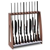 Yousoontic Indoor Gun Racks, Floor Standing Rifle Rack Wooden Freestanding Vertical Shotgun Display Stand with Soft Padding Safe Heavy Duty Gun Storage for Home Garage Office(Hold 10 Guns,Walnut)