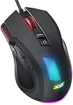 Acer Wired Gaming Mouse, 12800 dpi RGB Computer Mouse with High Performance Optical Sensor, Custom Ergonomic Mouse with 6 Programmable Buttons, 12 Lights and Quick Fire Button with Laptop, PC, Mac Driver