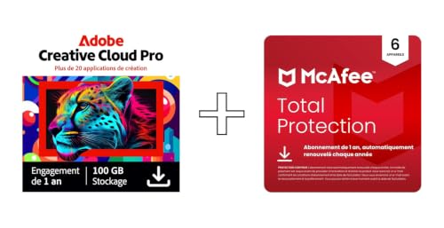 Adobe Creative Cloud Pro & McAfee Total Protection 2026 (Renouvellement automatique) |6 appareils | 12 Mois | Téléchargement