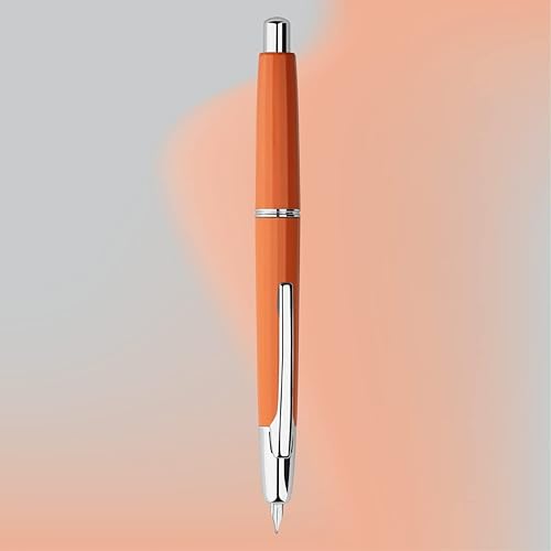 Miniatura 2 de Majohn A2 Press Pluma estilográfica, plumín extrafino con caja, pluma de tinta de resina naranja retráctil con convertidor, juego de plumas de