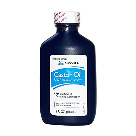 SWAN Castor Oil USP 100% Stimulant Laxative 4 FL OZ - For Relief of occasional Constipation