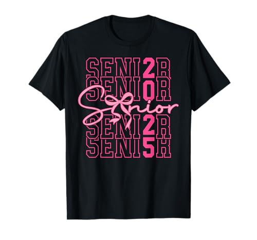 Clase de 2025 Coquette Bow Senior 2025 Graduación Niña Mujer Camiseta