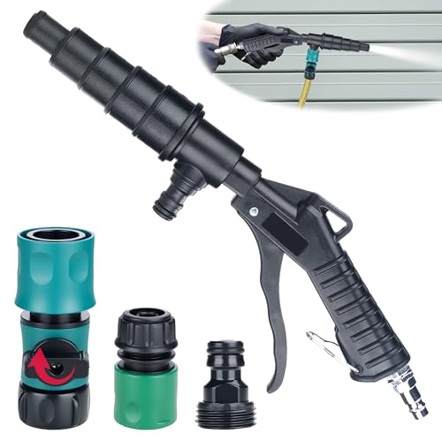 LURKA Coolant System Flush Gun, Lever Action Heater Core Flush Kit with 3/4' & 1/2' Garden Hose Adapters/Shut-Off Valve, Air & Water Combo Radiator Flusher, Nozzles for 5 Sizes of Hoses (19-40mm)