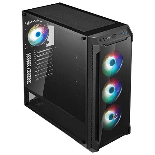 Gabinete para PC FSP E-ATX Mid Tower CMT520 Plus para gaming con 2 paneles de vidrio templado y 4 ventiladores RGB direccionables compatibles con sincronización ASUS Aura Sync y MSI Mystic Light miniatura 2