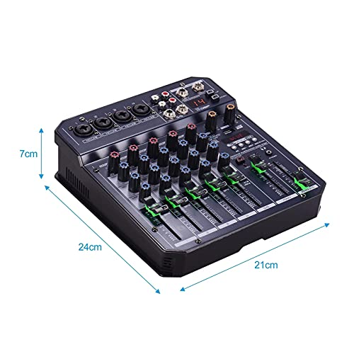 WanuigH Audio-mixer 6-kanaals mengconsole geïntegreerde 16 DSP 48V Phantom Power ondersteunt BT-aansluiting MP3-speler… - Image 8