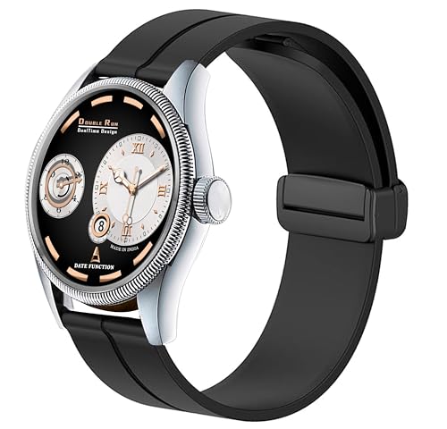 DOUBLERUN Chonograph Date Display Analoge Silicone Magnetic Strap Watch for Men, Series S-160-00 (Black)