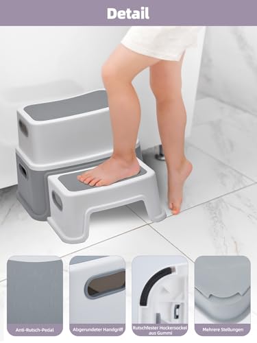 HOUSE DAY Taburete infantil de 2 niveles (25 cm de alto) con patas antideslizantes para baño, inodoro y taburete antibasculante - imagen 4