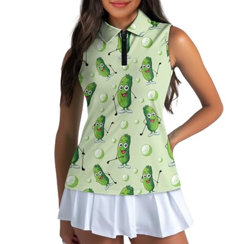 Couples Pickle Cartoon Golf Shirts