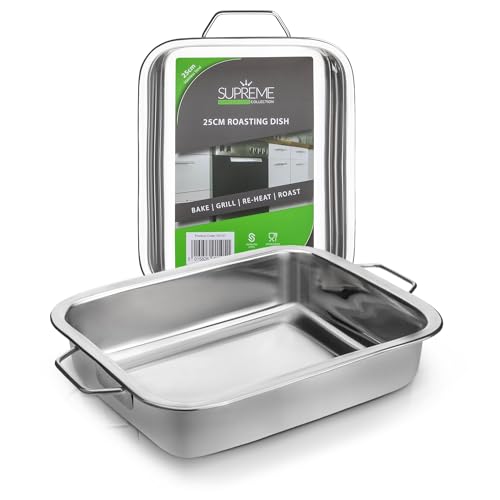 Stainless Steel Roasting Pan with Raised Bottom – 25cm Durable Roaster & Baking Tray, Oven Safe, Reinforced Rim, Even Heat Distribution, Perfect for Meats & Vegetables, Dishwasher Safe - Image 4