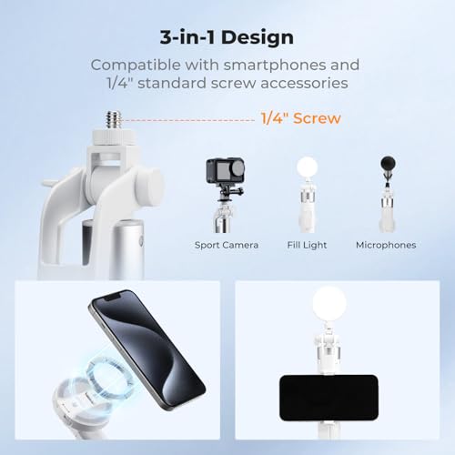 Image of K&F CONCEPT 72 inch Selfie Stick for iPhone, Phone Tripod | Clip & Magnetic, Light, Remote, 1s Open & Close, Compatible with iPhone 17-12 Osmo Pocket 4 /3 Luna Ultra, X97C6
