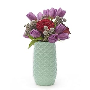 The Amaranth Vase – Unique Design for Easy Water Draining and Stem Access – Impact Resistant Plastic and Marble Blend – The Smart Vase for Floral Arrangements (Mint Green)