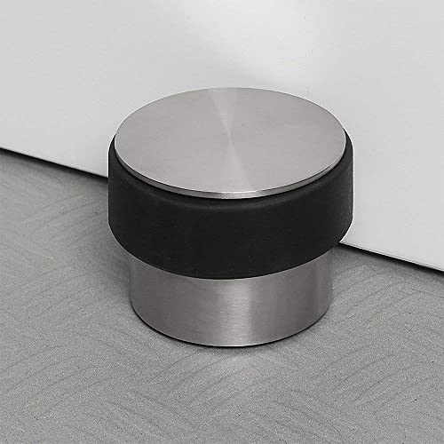 Blomus -STOP- Robuster Türstopper aus mattem Edelstahl, 2kg, mit Kratzschutz und Schutzrand aus Gummi, ideal für Zuhause und Büro, stilvolles Design (H / B / T: 7 x 9 x 9 cm, Edelstahl, 68306)