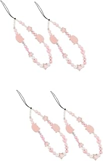 Gatuida Chaveiro 4 Peças Cabeça De Gato Enfeite De Telefone Móvel Corrente De Telefone Pulseira Pendurada Telefone Cordão Pendurado Telefone Rosa Chaveiro Rosa Pulseira Cordão De Telefone